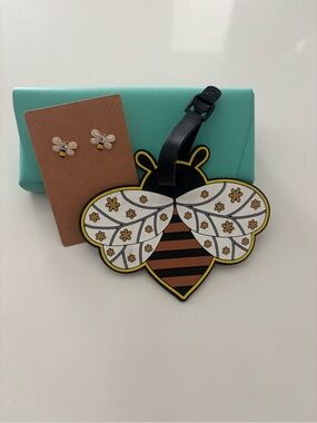 Bee Earrings with gift with purchase. (Luggage Tag)